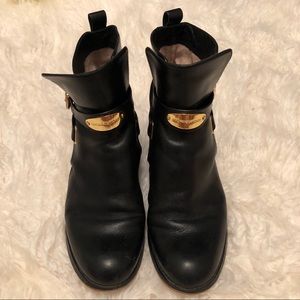 MICHAEL Michael Kors Gold and Black Ankle Booties with Metallic Detail